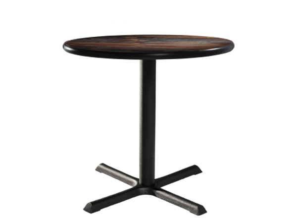 CECA-016 | 30" Round Cafe Table w/ Barnwood Top and Standard Black Base -- Trade Show Furniture Rental