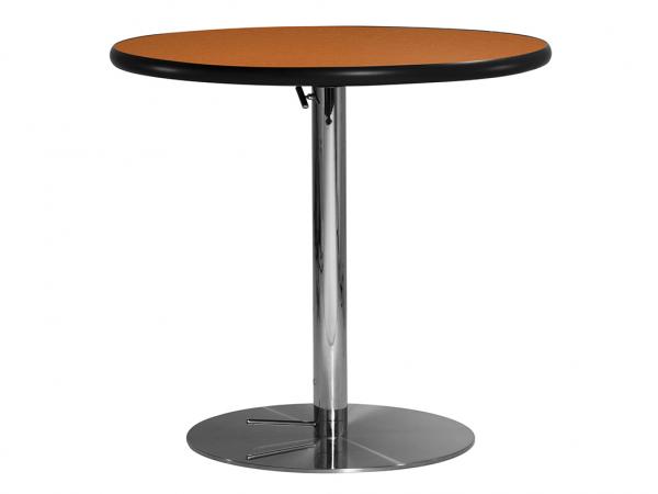 CECA-028 | 30" Round Cafe Table w/ Orange Top and Hydraulic Base -- Trade Show Furniture Rental