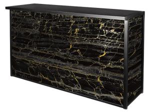 Maxim Dry Bar, Unlit, Black/Gold Marble (CEBR-009) -- Trade Show Rental Furniture